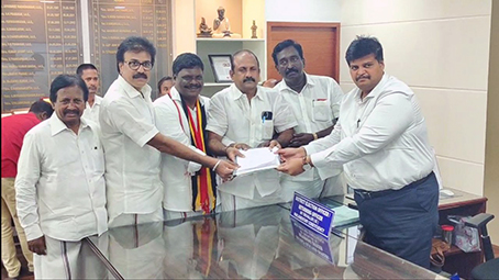 Thiruvallur Constituency DMDK filed nomination papers along with AIADMK key executives. Candidate Nallathambi...p3