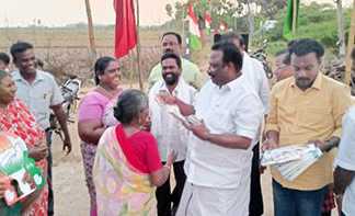 வெள்ளம்பாக்கம் கிராமத்தில் கை சின்னத்திற்கு வாக்கு சேகரித்த மீஞ்சூர் கிழக்கு ஒன்றிய திமுகவினர் …