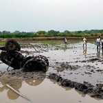 Tractor overturned in a field near Papanasam. Driver got stuck in mud and died on the spot-p3