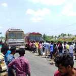 An unidentified vehicle collided with a two-wheeler in an accident near Tharangambadi-p2