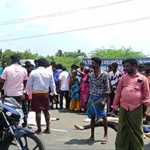 An unidentified vehicle collided with a two-wheeler in an accident near Tharangambadi-p3
