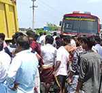An unidentified vehicle collided with a two-wheeler in an accident near Tharangambadi-p7