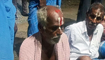 The villagers of Ekanapuram are protesting against the construction of Parantur Green International Airport on the 650th day with band name on their foreheads-p